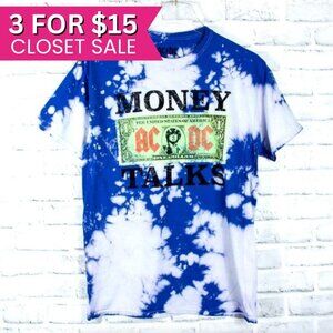 ACDC T Shirt Unisex Small Money Talks Blue Tie Dye Band Licensed Music Tee Merch